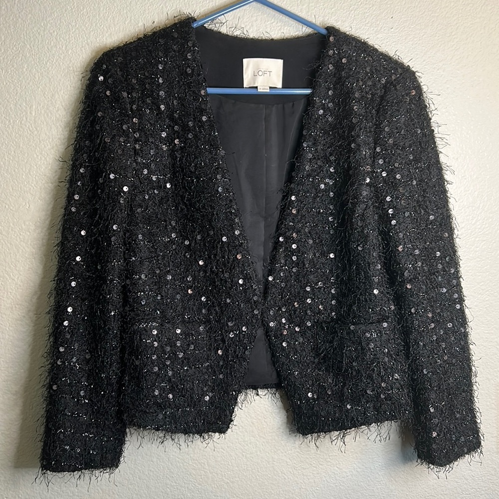 LOFT Ann Taylor black sequins jacket/blazer size 4
